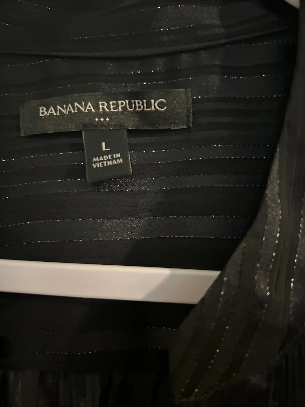 Banana Republic Black Sheer Metallic-detail Blouse